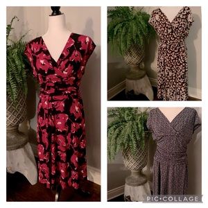 3 empire fitted waist, mid length, short sleeve dresses